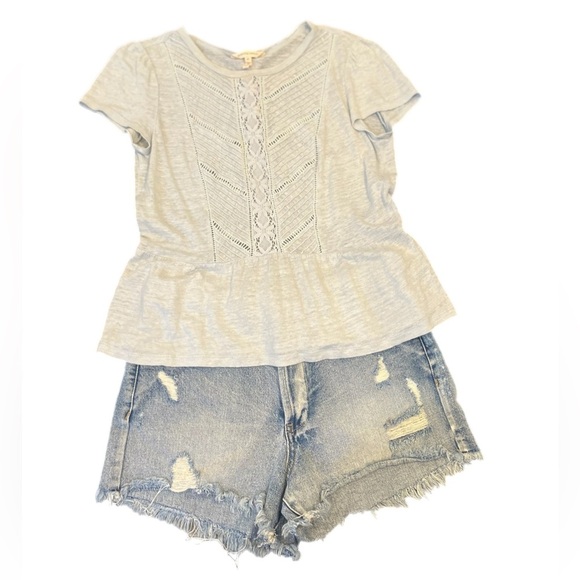 Rebecca Taylor Pale Blue Linen Lace Top- Medium - Picture 3 of 6